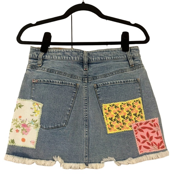 Alice + Olivia Patchwork Denim Mini Skirt - Picture 2 of 5